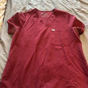 Figs Burgundy Catarina One Pocket Scrub Top